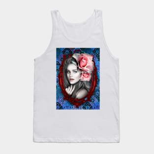 Purple Red And Pink Roses Artwork POrtrait beaufitul Digital Artwork Tank Top